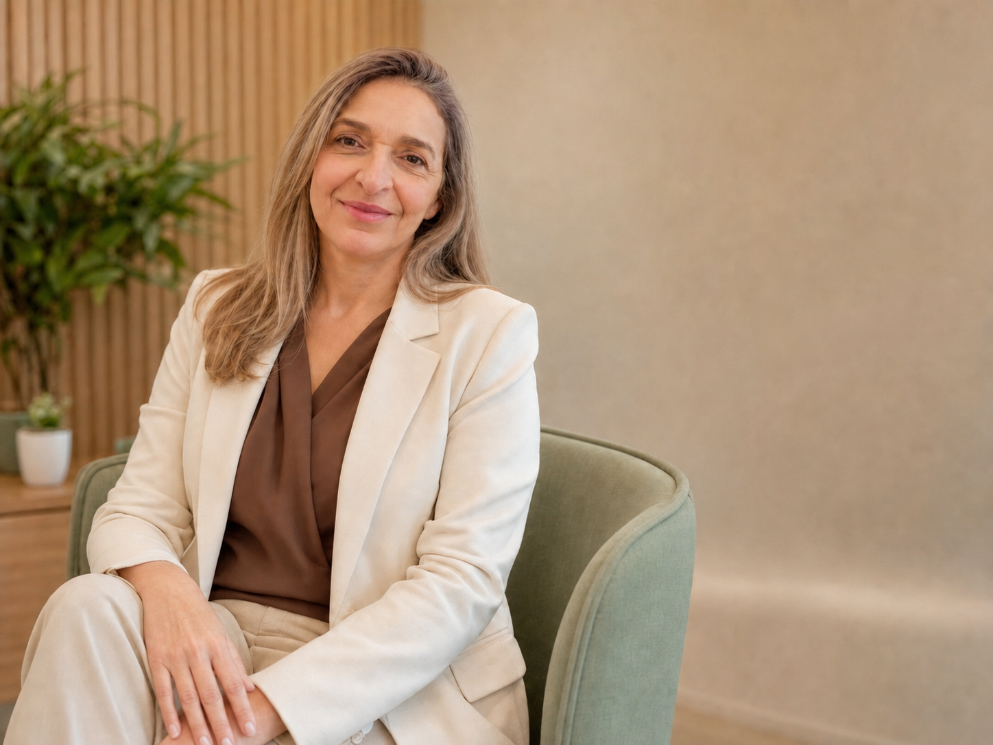 Psicóloga clínica Schirley Souza em um ambiente profissional e acolhedor